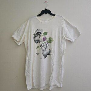 Nature's Own White graphic raccoon tee